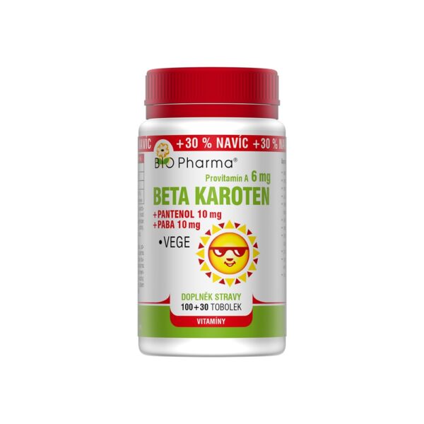 Beta karoten 6 mg + Pantenol 10 mg + PABA 10 mg 100+30 tobolek