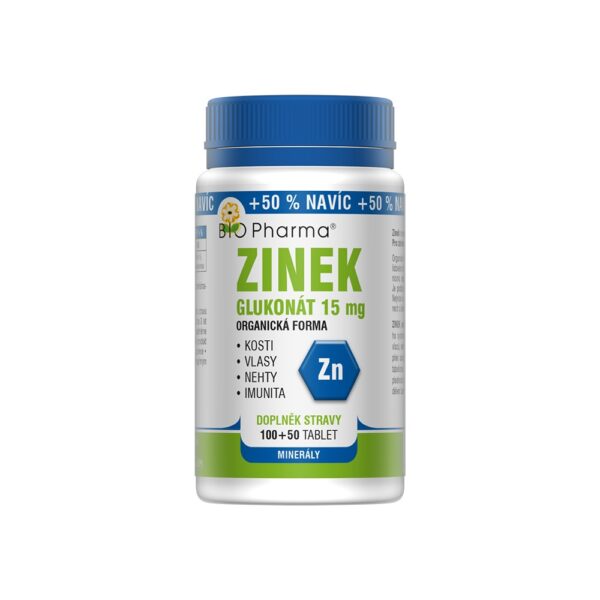 Zinek glukonát 15 mg 100+50 tablet