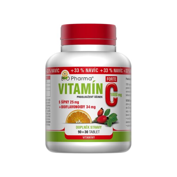 Vitamín C 1000 mg Forte s šípky 25 mg + bioflavonoidy 34 mg 90+30 tablet