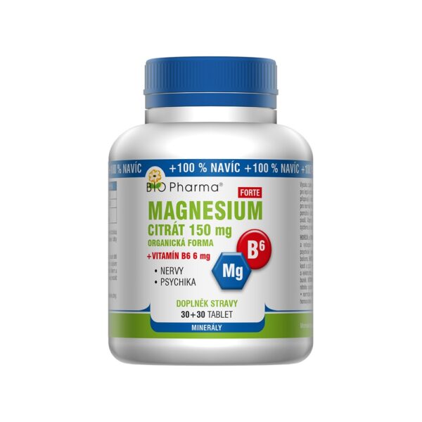 Magnesium citrát Forte 150 mg + Vitamín B6 30+30 tablet